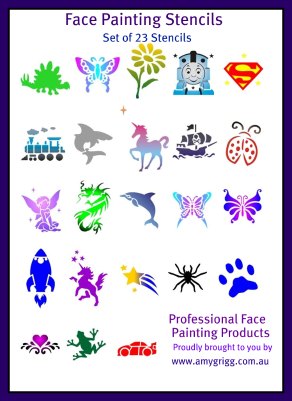 Simple Face Products on Face Painting Stencils  Full Set Of 23 Stencils